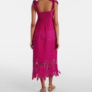 NWT FARM RIO PINK DAISY LACE/ EMBROIDERED LACE SLEEVELESS MIDI DRESS